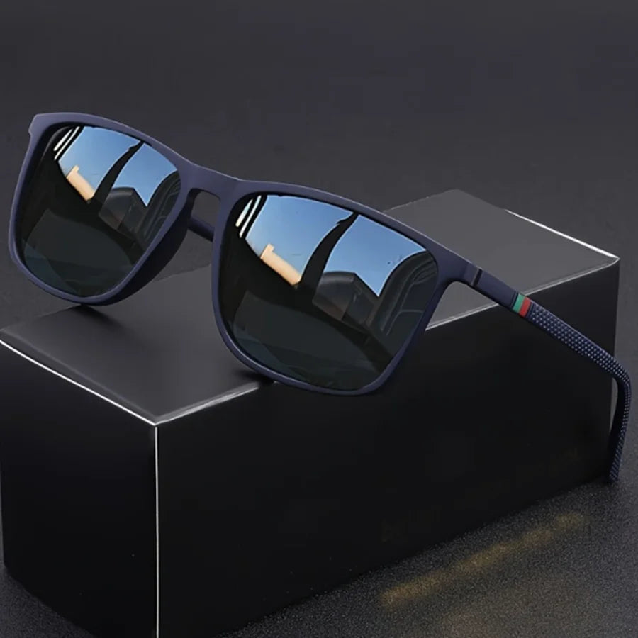 Classic Square Men's Sunglasses Comfortable Lightweight Black Frame