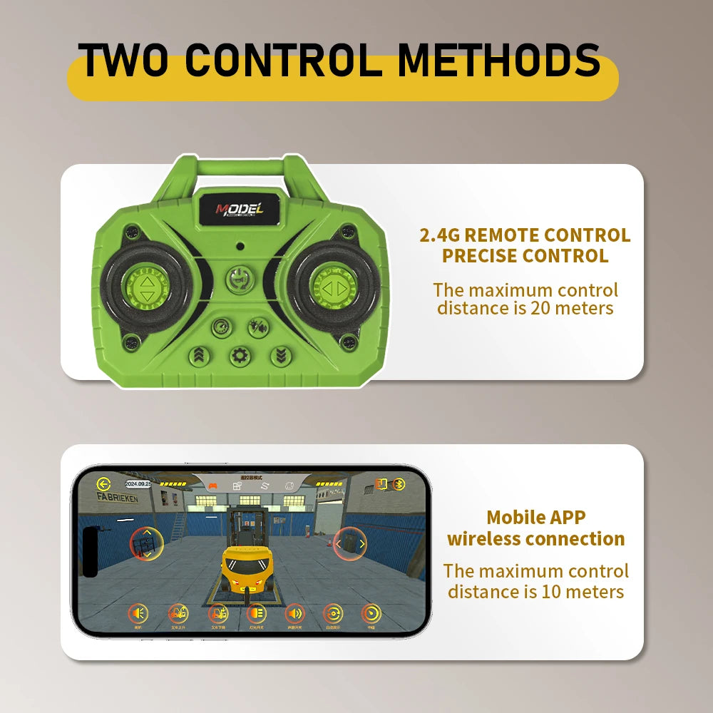 1:64 Bluetooth Remote Control Crane And Forklift two-in-one Desktop