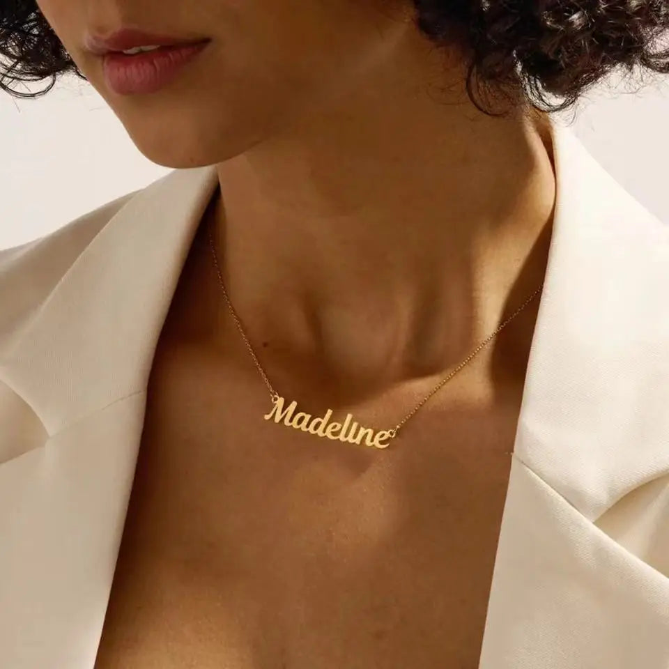Customized Name Letter Necklace Personalized Stainless Steel Simple