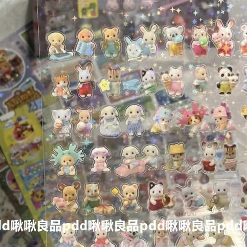 Sylvanian Families Easter Bunny Reindeer Panda Animal Stickers Gift