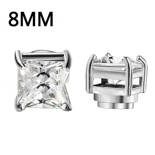 1Pairs Punk Round Zircon Magnetic Ear Stud Clip Earrings Non Piercing