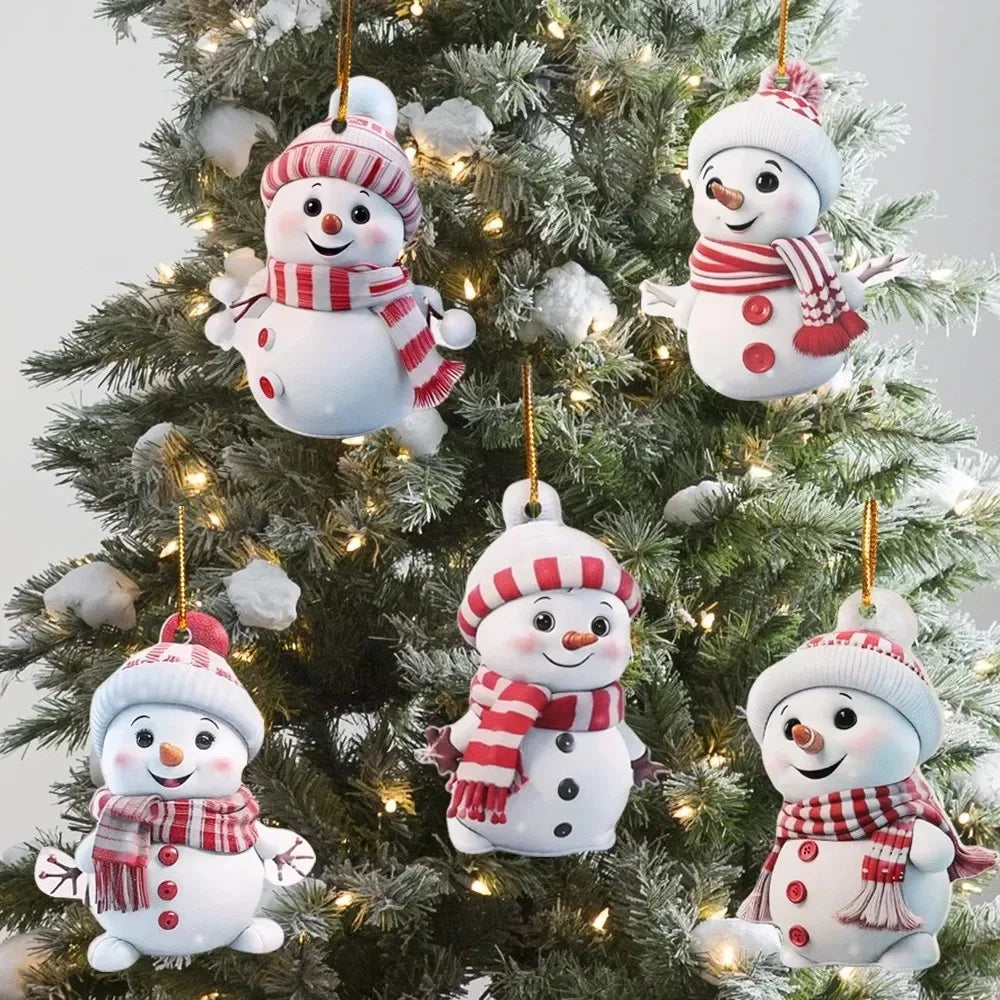Runtow 5pcs Christmas Cute Snowman Decoration Pendants for Winter