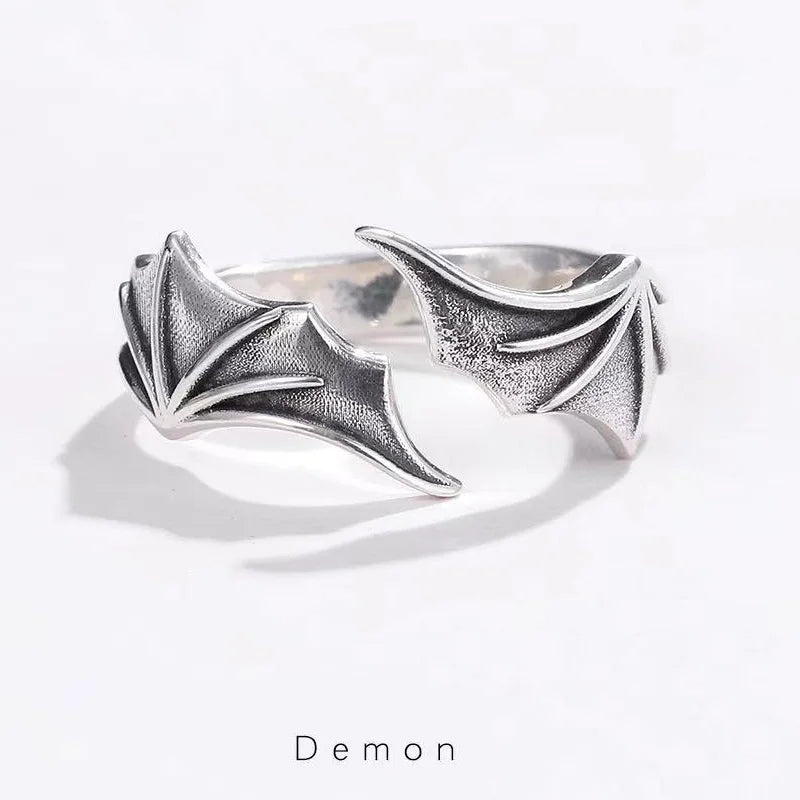 Retro Angel Demon Wings Creative Ring For Men Women Punk Gothic Open