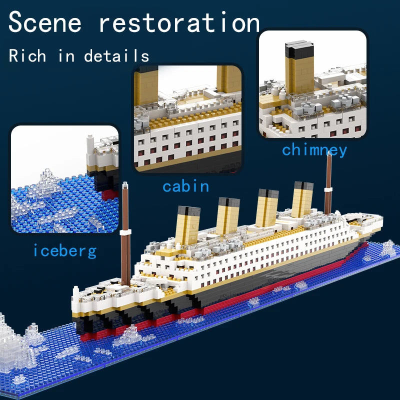 Small Particle Building Block Assembly Toy Titanic Giant Boy Girl