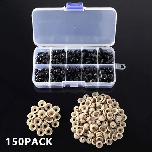150pcs DIY Doll Safety Eyes Multiple Sizes DIY Craft Stuffed Animals