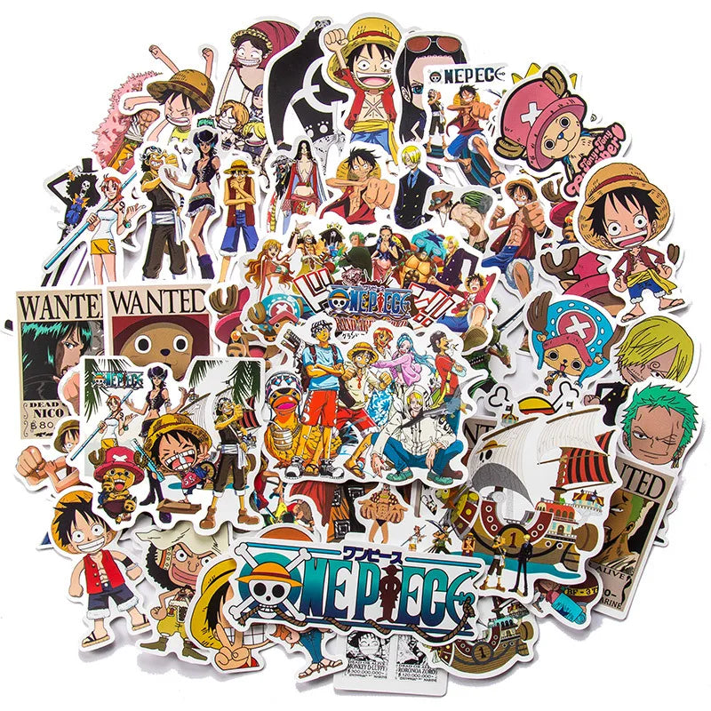 50/100Pcs Japan Anime One Piece Figure Luffy Toy Sticker Notebook