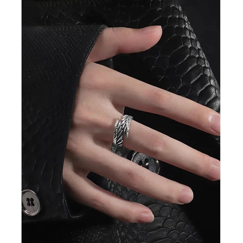 Retro Angel Demon Wings Creative Ring For Men Women Punk Gothic Open