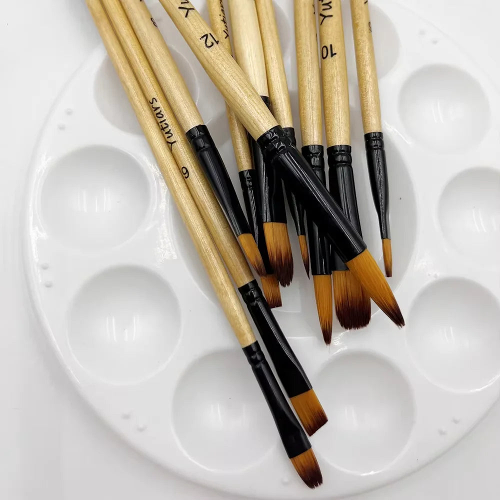 Yutiars Professional Artist Paint Brush Set - 6 PCS, Nylon Bristles