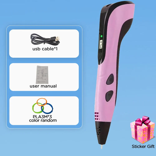 2025 Children 3D Printing Pen with LED Screen 100M PLA Power Adapter