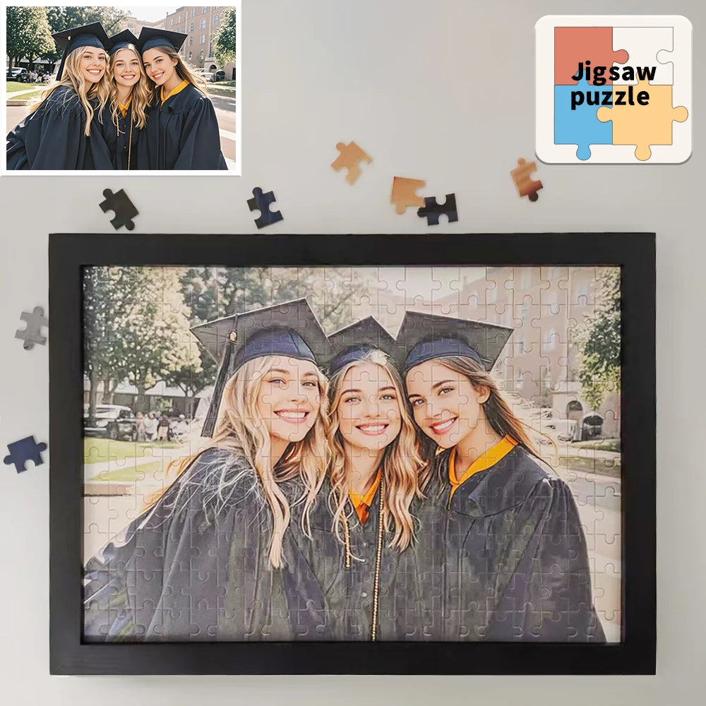 【Custom】Framed Wooden Puzzles, Custom Graduation Photo Puzzles as