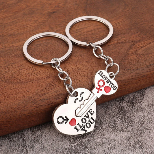 Silver Plated Lovers Gift Wedding Favors Couple My Heart Keychain