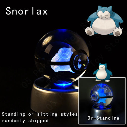 Pokemon Crystal Ball 3D Pikachu Mewtwo Mew Gengar Night Light Lamp