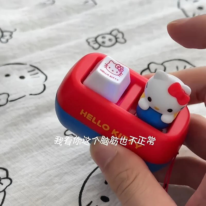 Sanrio Hello Kitty Voice Button Keyring Kt Cat Keycap Stress Relief