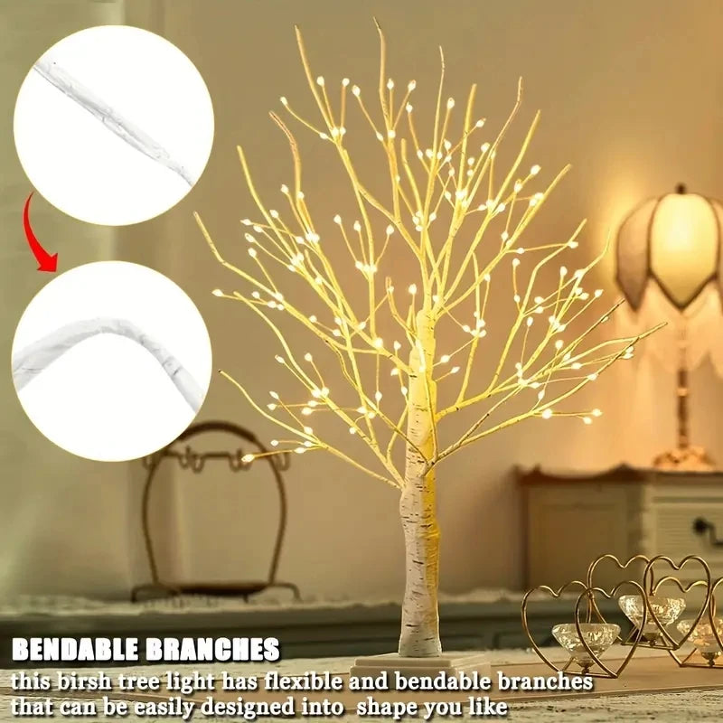 144 LED Birch Tree Light Warm White USB Battery Power Holiday