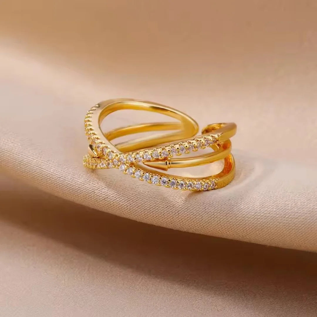 Zircon Cross Ring, Women's Open-end Cross Ring, Aesthetic Jewelry Gift