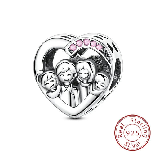 Original 925 Sterling Silver Heart Love Charms Beads Pendant Fit