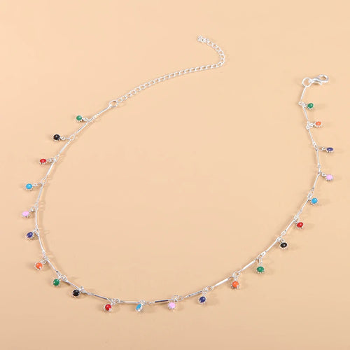 Fashion Simple Candy Color Tassel Necklace for Women Aesthetic
