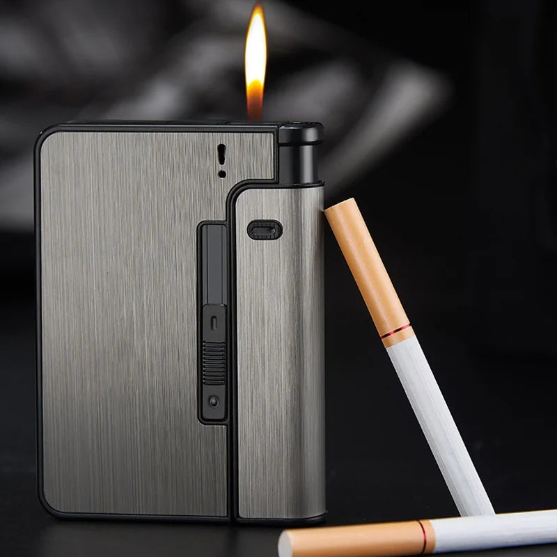 Portable Automatic Cigarette Case Metal Cigarette Holder Box for 10pcs