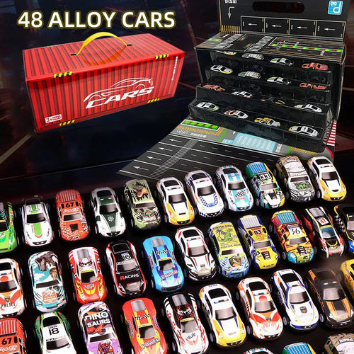 Gift box version: 48-piece alloy car set, children's toy car, tin car,