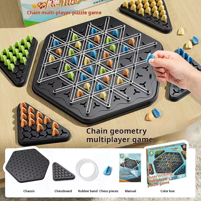 Chain Triangle Chess Game Triggle Rubber Band Game Educational
