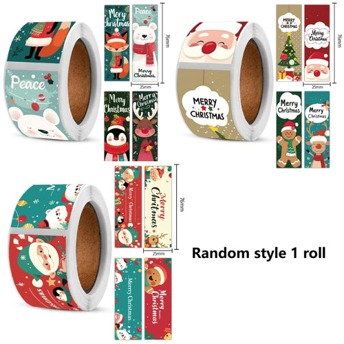 120pcs Christmas Stickers Roll - Cute Santa Polar Bear, Merry