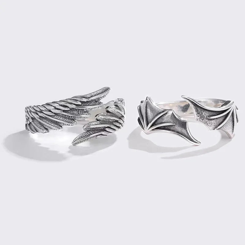 Retro Angel Demon Wings Creative Ring For Men Women Punk Gothic Open