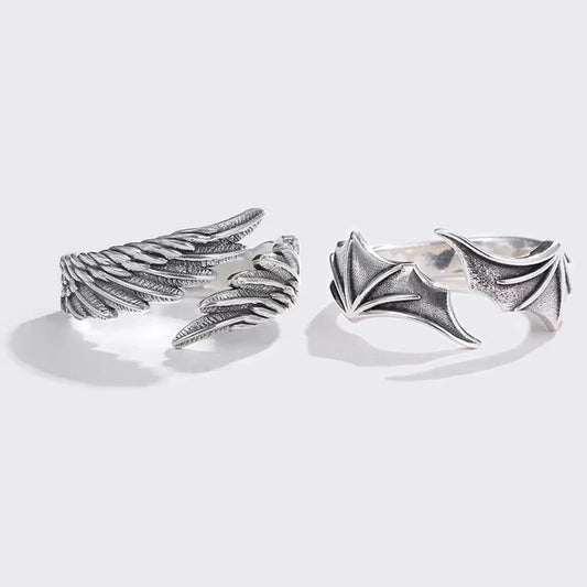 Retro Angel Demon Wings Creative Ring For Men Women Punk Gothic Open