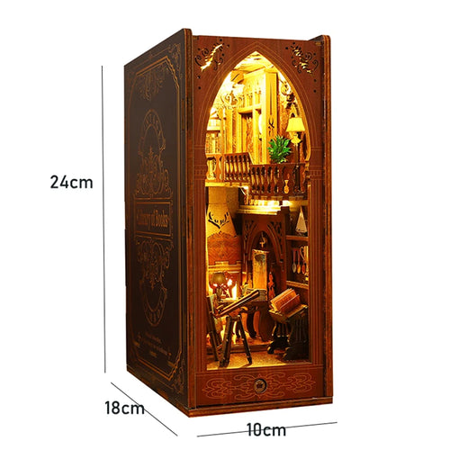 DIY Book Nook Shelf Insert Kit 3D Wooden Puzzle Doll House Assembly