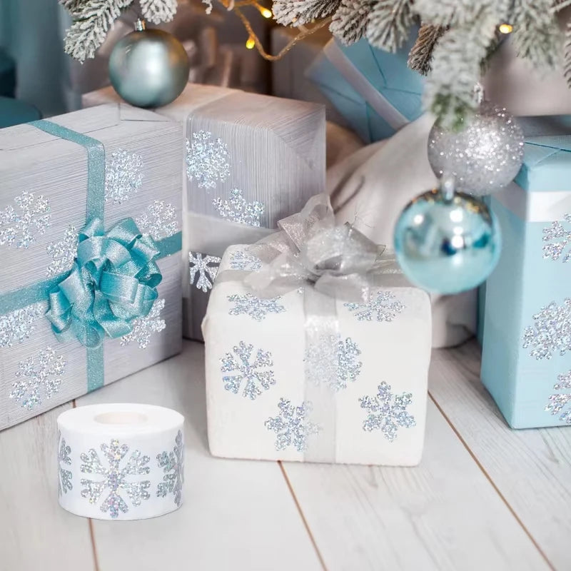 500pcsLaser Christmas Snowflake Stickers，Christmas Holiday Gift