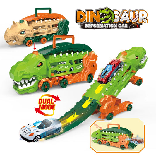 Transport Dinosaur Truck with Foldable Sliding Race Track, Transforms