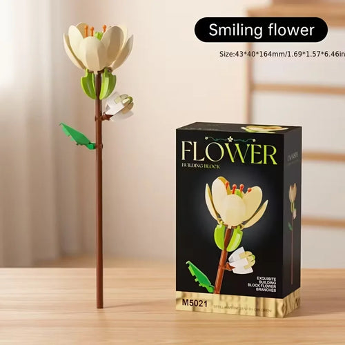 Building block flower set, DIY floral decoration kit, suitable for
