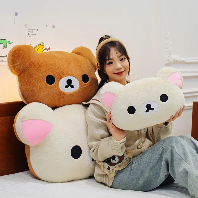Rilakkuma Big Head Plush Pillow Large Size Cute Soft Stuffed Toy