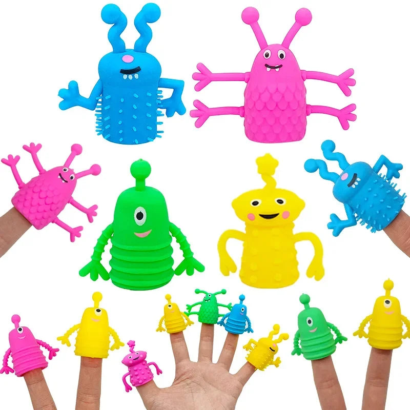 5/10/20PCS Cute Monster Finger Topper Toys Soft Rubber Stretchy Fidget