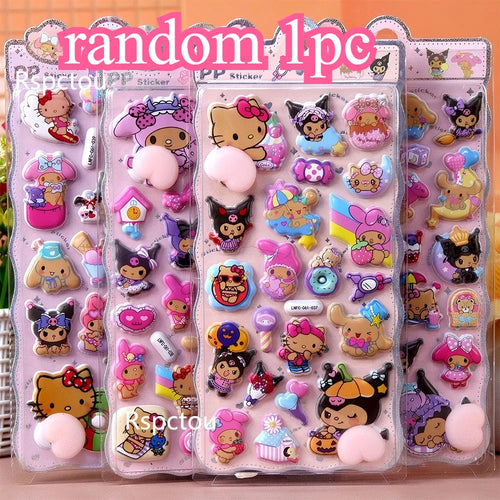 Hot Cute Kawaii Sanrio 3D Relief Stickers HelloKitty Kuromi My Melody