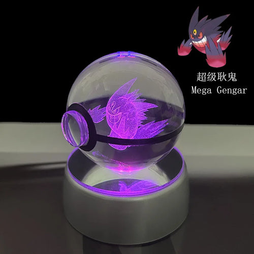 Pokemon Crystal Ball Pikachu Gengar Eevee Mewtwo Lacario Anime Game