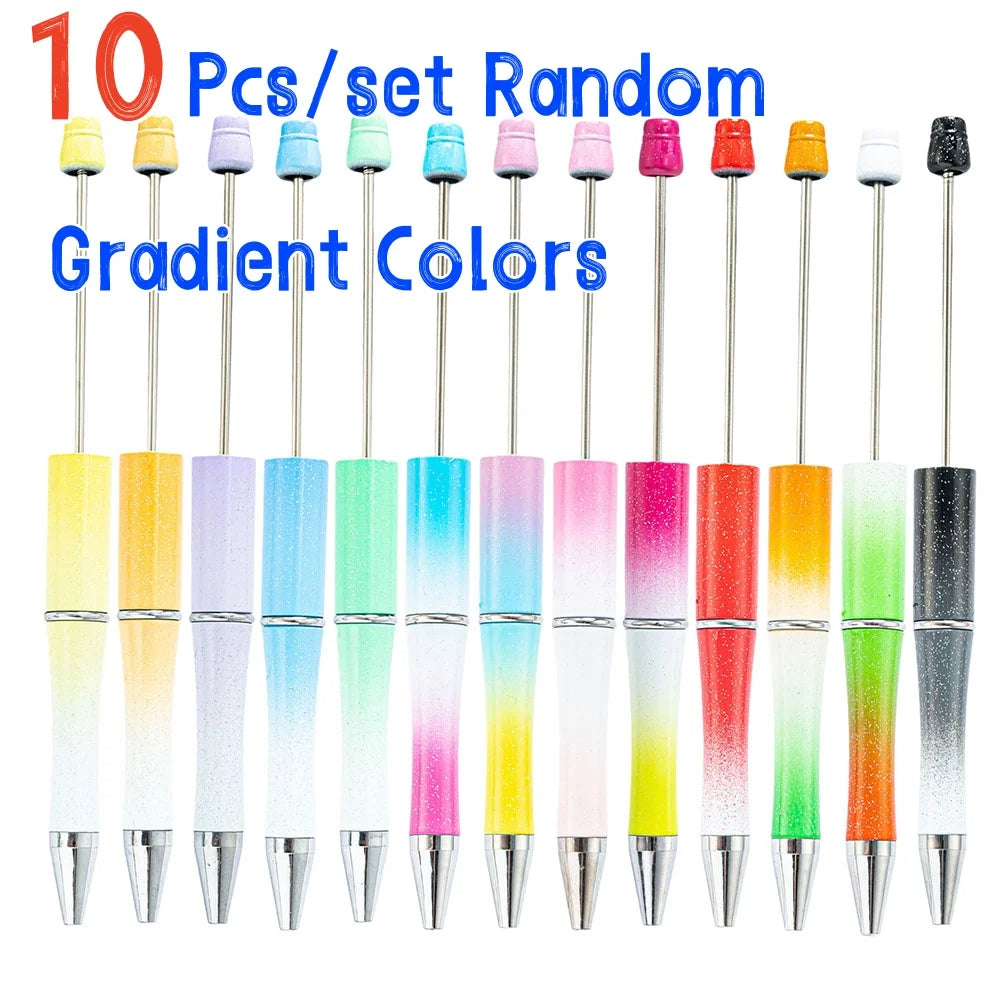 10 Pcs Mixed Beaded Ballpoint Pen Creative Beadable Pen Wedding Party