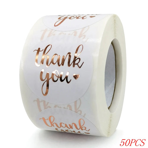 50-500pcs 1inch Blue Thank You Stickers For Envelope Sealing Labels