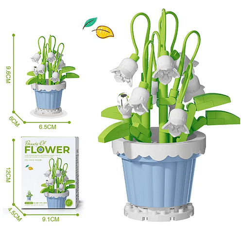 Creative Building Block Bouquet, Eternal Flower Plant Potted Gift,