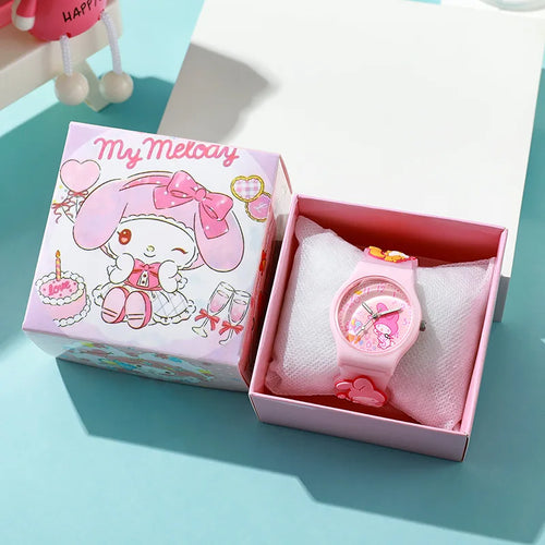 3D Hello Kitty Children Watches with box Cinnamoroll Kuromi Melody