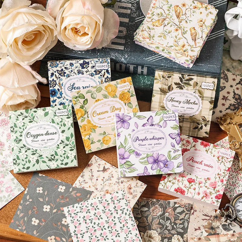 100pcs Vintage Paper Multi Style Deco Retro Stationery Supplies
