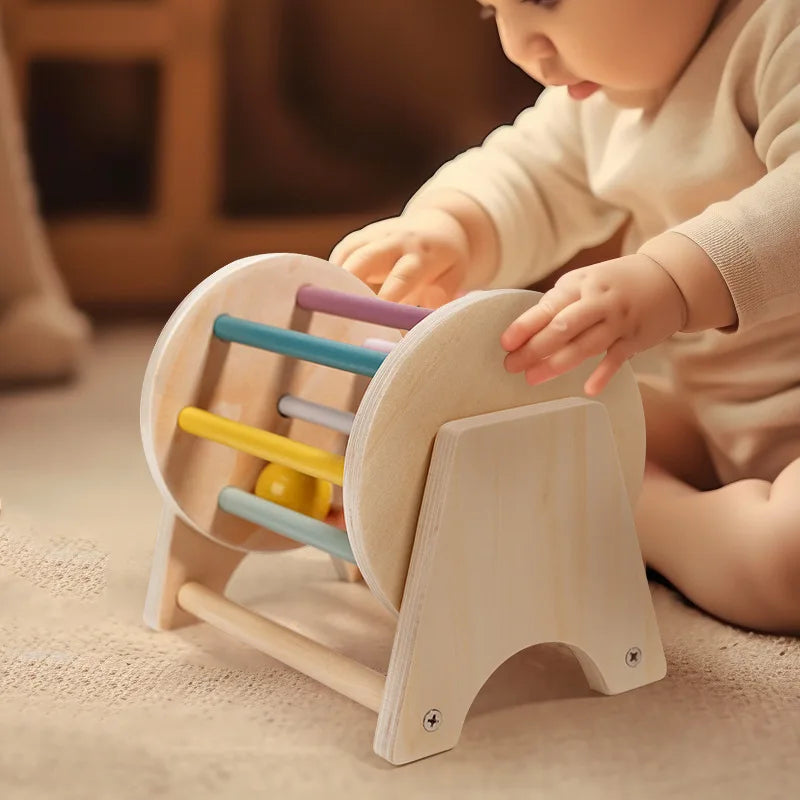 Montessori Wooden Toys Coin Ball Busy Drum Teaching Aid Gifts Color