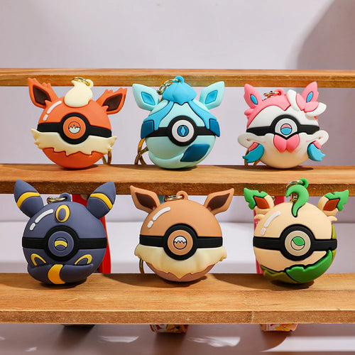 Poké Ball Keychain Set, PVC Pokémon Ball Keychain, Official Style