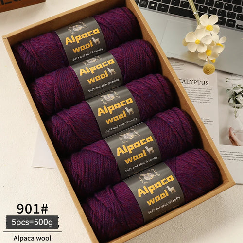 500g Alpaca Wool 245 Chunky Knitting Yarn Multi-Color Autumn and