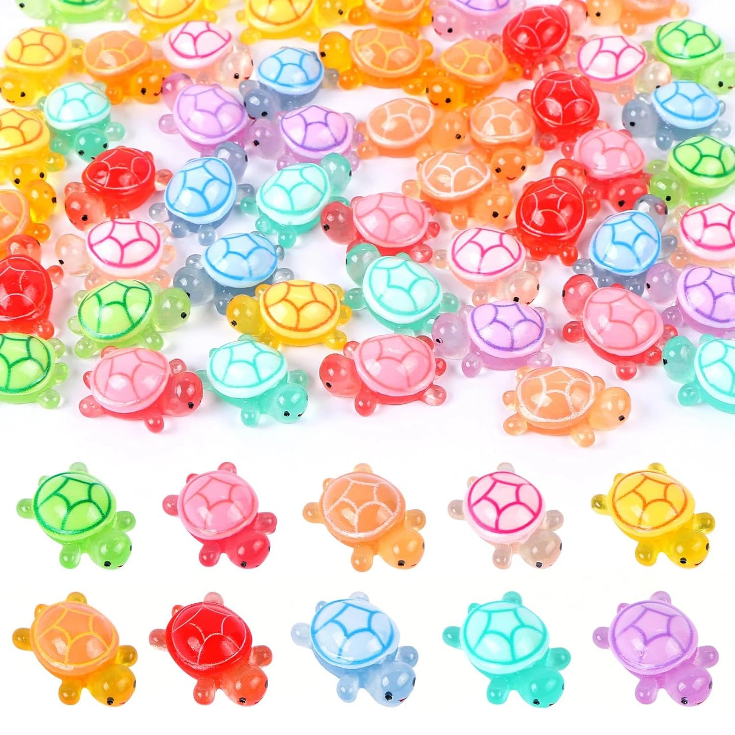50/100 Pcs Cute Mini Luminous Turtle Ornaments Glowing in The Dark