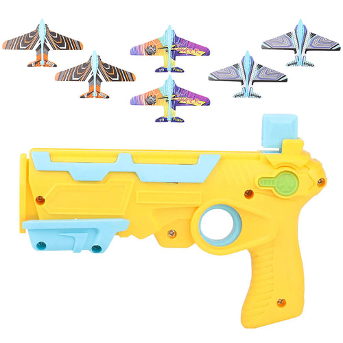 HOT！Airplane Launcher Bubble Catapult With 6 Small Plane Toy Funny