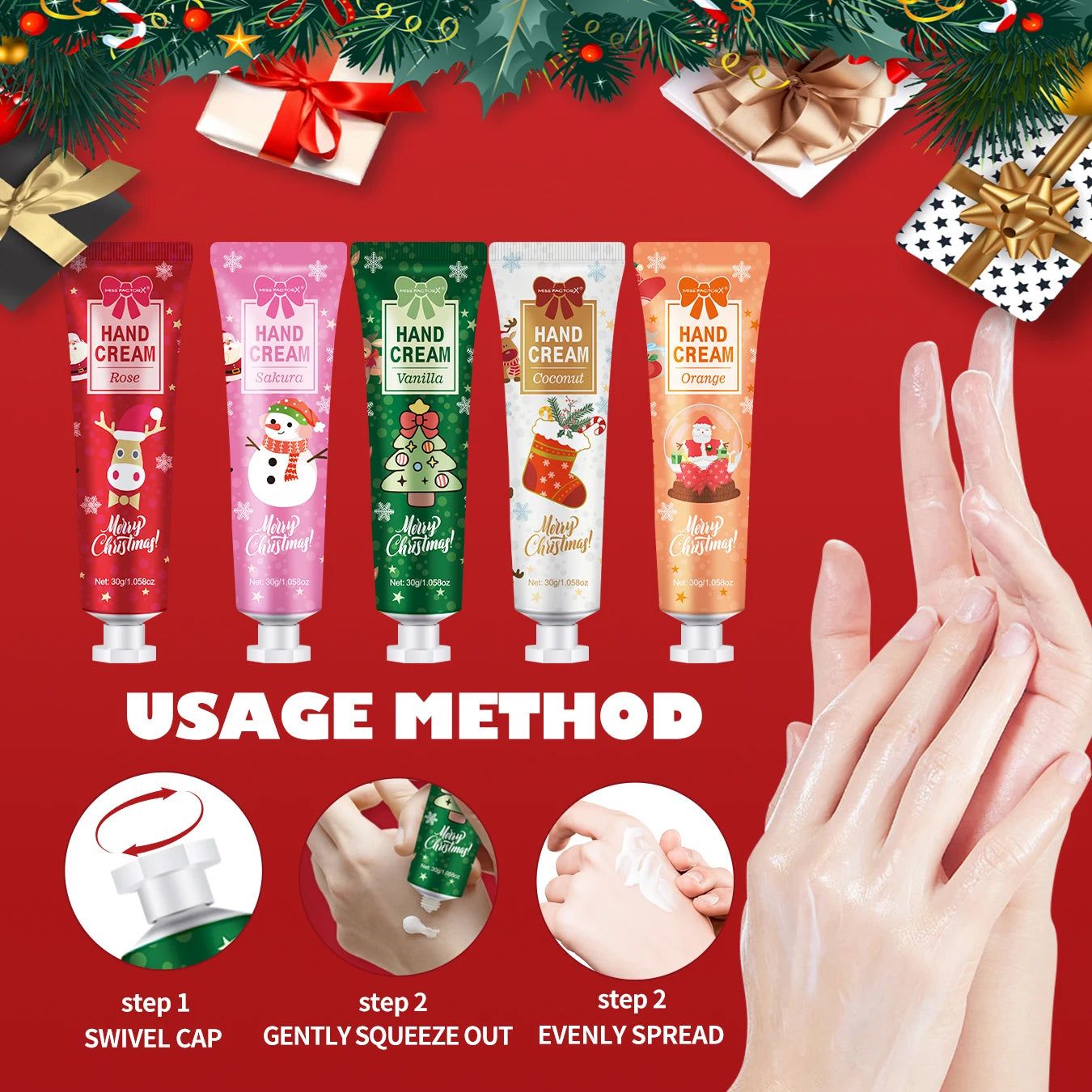 Christmas gift 5/box hand cream set, cream texture, hand cream travel