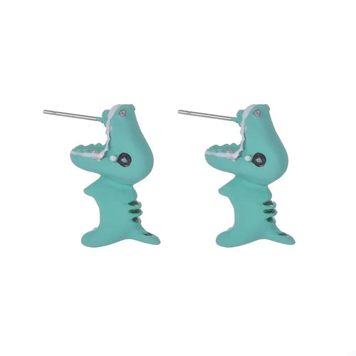 2pcs/1pair Animal Cartoon Stud Earring For Women Cute Dinosaur Little