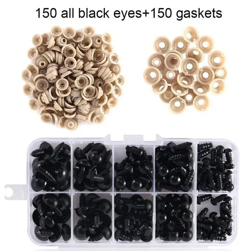 150pcs DIY Doll Safety Eyes Multiple Sizes DIY Craft Stuffed Animals