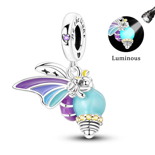 Fit Original 925 Sterling Silver Charms Beads Luminous Firefly Charms
