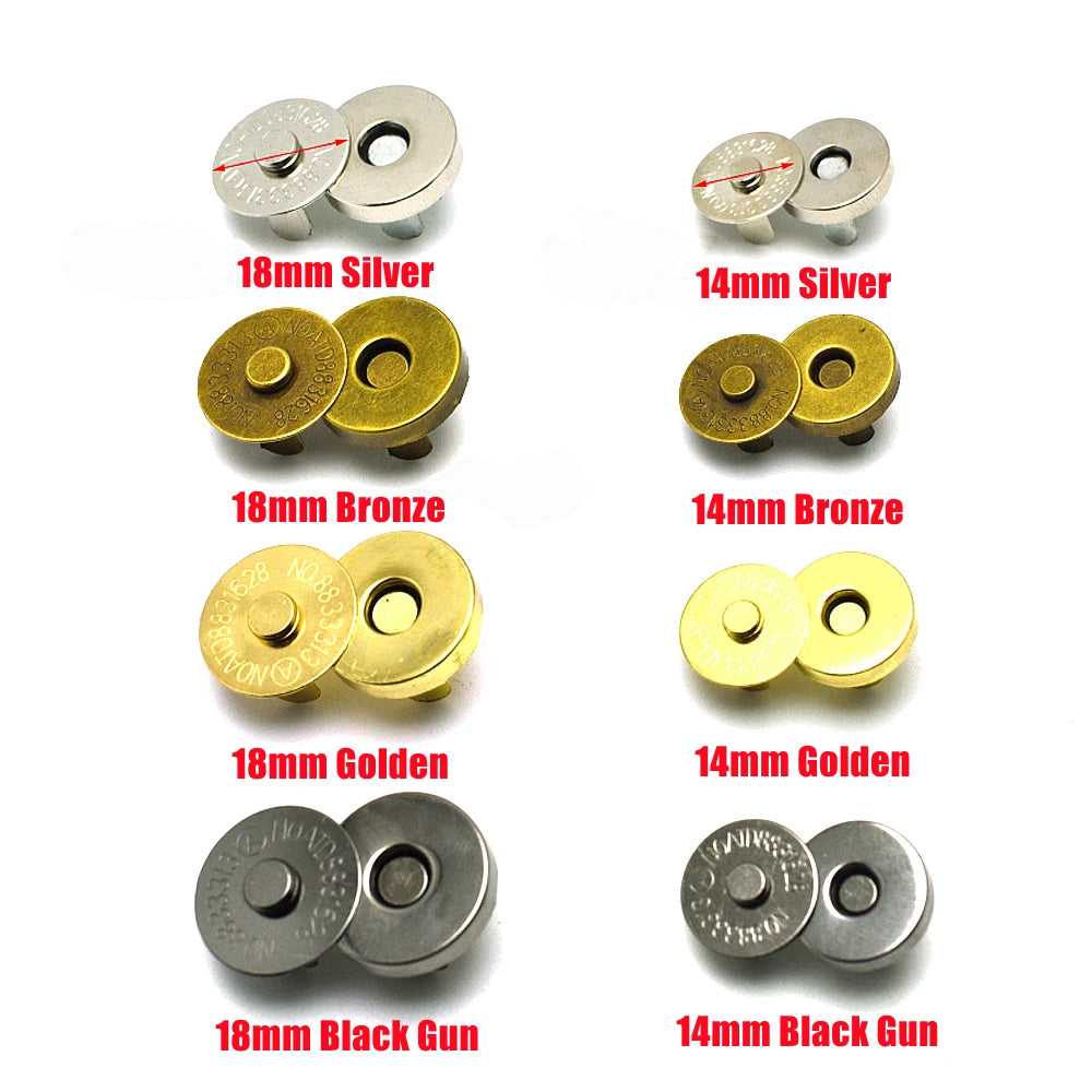 10 Pcs/Pack 14-18MM Magnetic Snap Fasteners Clasps Buttons Handbag